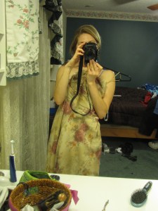 I found this old dress, a relic from high school senior pics, a few days before traveling to Minnesota for my cousin's wedding. Though more than ten years old, it seemed appropriate to wear. The posture of this photo is one I took at the wedding: background.