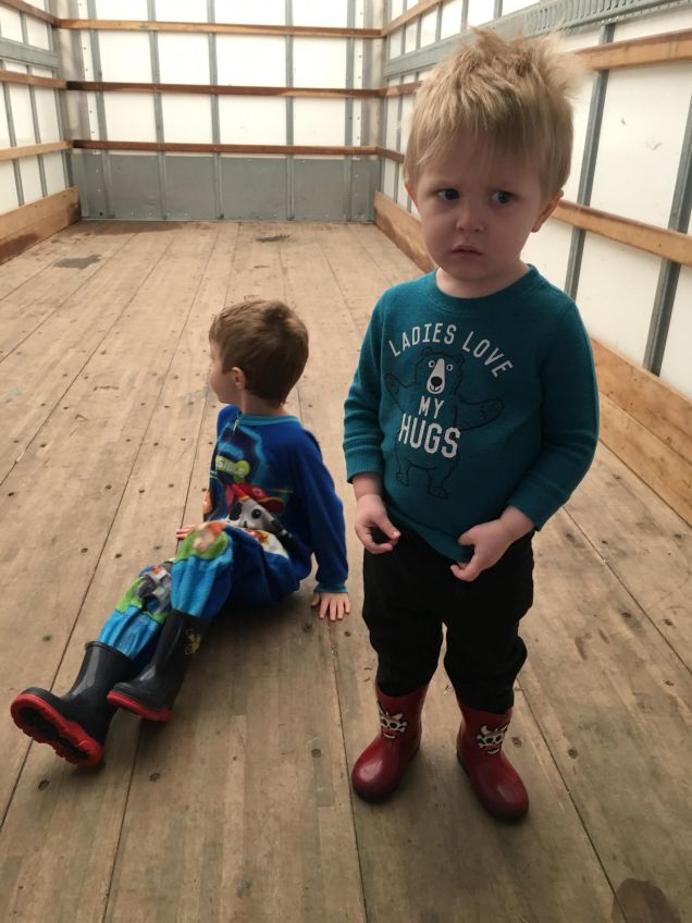 Seth and Sam in Truck